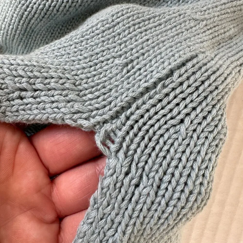 J.Jill‎ Blue V Neck Knit Sweater 3/4 Length Sleeves 100% Cotton Size Med Petite